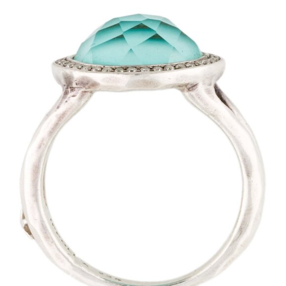 IPPOLITA TURQUOISE QUARTZ DOUBLET & DIAMOND SILVER LOLLIPOP COCKTAIL RING - Picture 8 of 10